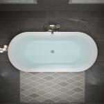 ABRUZZO 63" Acrylic Freestanding Bathtub - Oval Deep Soak Tub, Center Drain & Overflow, cUPC Certified Glossy White