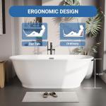 67 Inch Acrylic Freestanding Bathtub, Luxury Oval Soaking Tub, Modern White Stand Alone Bath with Chrome Drain and Overflow, Deep Soaking Tub for Bathroom