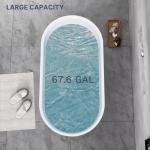 59" Acrylic Freestanding Bathtub, Modern Soaking Stand Alone Tub, Deep Oval Bath Tub with Integrated Overflow & Pop-up Drain for Bathroom, cUPC Certified, Glossy White Finish