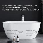 59" Acrylic Freestanding Bathtub, Modern Soaking Stand Alone Tub, Deep Oval Bath Tub with Integrated Overflow & Pop-up Drain for Bathroom, cUPC Certified, Glossy White Finish