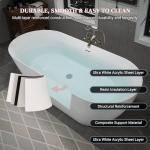 ABRUZZO 63" Acrylic Freestanding Bathtub - Oval Deep Soak Tub, Center Drain & Overflow, cUPC Certified Glossy White
