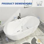Mokleba 67" Acrylic Freestanding Bathtub, Elegant Oval Free Standing Tub, Soaking Tub with Integrated Slotted Overflow, Toe-Tap Chrome Drain, cUPC Certified, Glossy White