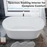 Empava Bathtub, 59" Soaking Tub, Acrylic Free Standing Tub with Center Drain and Overflow,Contemporary Design Bathtubs for Bathroom, cUPC Certified, Glossy White (Pack of 1)