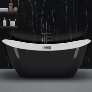 67" Acrylic Soaking Bathtub, Modern Stand Alone Tub for Adults with Sloped Backrest, Chrome Drain & Overflow, cUPC Certified, Easy Installation, White Oval Bath