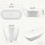 67" Acrylic Freestanding Soaking Bathtub, Free Standing Tub, Stylish Stand Alone Contemporary Soaking Tub with Integrated Overflow and Drain In Chrome, cUPC Certified