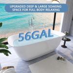 59" Free Standing Tub, Pure Acrylic Freestanding Bathtub, Stylish Stand Alone Contemporary Deep Soaking Bath Tub, cUPC Certified SY6250 (Glossy White)