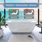 59" Free Standing Tub, Pure Acrylic Freestanding Bathtub, Stylish Stand Alone Contemporary Deep Soaking Bath Tub, cUPC Certified SY6250 (Glossy White)