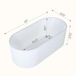 67'' Freestanding Bathtub, Deep Acrylic Soaking Tub with Non-Slip Base, cUPC Certified Modern Free Standing Tub, Chrome Drain, White Bath Tub for Bathroom Remodel and Spa-Like Comfort