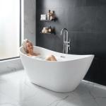 67" Acrylic Freestanding Soaking Bathtub, Free Standing Tub, Stylish Stand Alone Contemporary Soaking Tub with Integrated Overflow and Drain In Chrome, cUPC Certified