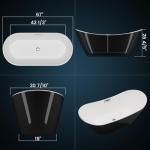 67" Acrylic Soaking Bathtub, Modern Stand Alone Tub for Adults with Sloped Backrest, Chrome Drain & Overflow, cUPC Certified, Easy Installation, White Oval Bath