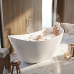 67" Acrylic Freestanding Soaking Bathtub, Free Standing Tub, Stylish Stand Alone Contemporary Soaking Tub with Integrated Overflow and Drain In Chrome, cUPC Certified