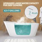 GETPRO Free Standing Tub 59" Acrylic Freestanding Bathtub, Adjustable Soaking Bath Tub Oval Shape with Integrated Slotted Overflow and Chrome Anti-clogging Drain Glossy White