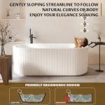 67'' Freestanding Bathtub, Deep Acrylic Soaking Tub with Non-Slip Base, cUPC Certified Modern Free Standing Tub, Chrome Drain, White Bath Tub for Bathroom Remodel and Spa-Like Comfort