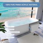 59" Free Standing Tub, Pure Acrylic Freestanding Bathtub, Stylish Stand Alone Contemporary Deep Soaking Bath Tub, cUPC Certified SY6250 (Glossy White)