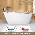 GETPRO Free Standing Tub 59" Acrylic Freestanding Bathtub, Adjustable Soaking Bath Tub Oval Shape with Integrated Slotted Overflow and Chrome Anti-clogging Drain Glossy White