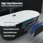 67" Acrylic Soaking Bathtub, Modern Stand Alone Tub for Adults with Sloped Backrest, Chrome Drain & Overflow, cUPC Certified, Easy Installation, White Oval Bath