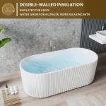 67'' Freestanding Bathtub, Deep Acrylic Soaking Tub with Non-Slip Base, cUPC Certified Modern Free Standing Tub, Chrome Drain, White Bath Tub for Bathroom Remodel and Spa-Like Comfort