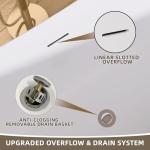 GETPRO Free Standing Tub 55" Deep Soaking Bath Tub Double Slipper Acrylic Freestanding Bathtub with Integrated Slotted Overflow and Removable Anti-clogging Drain Glossy White