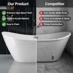 67" Acrylic Freestanding Soaking Bathtub, Free Standing Tub, Stylish Stand Alone Contemporary Soaking Tub with Integrated Overflow and Drain In Chrome, cUPC Certified