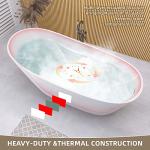 GETPRO Free Standing Tub 59" Acrylic Freestanding Bathtub, Adjustable Soaking Bath Tub Oval Shape with Integrated Slotted Overflow and Chrome Anti-clogging Drain Glossy White