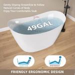 GETPRO Free Standing Tub 55" Deep Soaking Bath Tub Double Slipper Acrylic Freestanding Bathtub with Integrated Slotted Overflow and Removable Anti-clogging Drain Glossy White