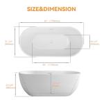 Adecab 67" Acrylic Freestanding Bathtub, Contemporary Freestanding Tub with Overflow and Drain, cUPC Certified, Gloss White