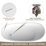 GETPRO Free Standing Tub 59" Acrylic Freestanding Bathtub, Adjustable Soaking Bath Tub Oval Shape with Integrated Slotted Overflow and Chrome Anti-clogging Drain Glossy White