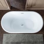 59" White Acrylic Freestanding Soaking Bathtub