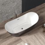 67" Acrylic Soaking Bathtub, Modern Stand Alone Tub for Adults with Sloped Backrest, Chrome Drain & Overflow, cUPC Certified, Easy Installation, White Oval Bath