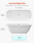 VEVOR Acrylic Freestanding Bathtub, 67 Inch Contemporary Soaking White Tub with Polished Chrome Overflow and Drain, Elegant Oval Shape Stand Alone Soaker Tub for Modern Bathroom or Remodel Projects