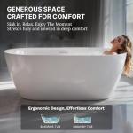 67" Acrylic Freestanding Soaking Bathtub, Modern Oval Acrylic Bath Tub with Pop-up Drain & Integrated Overflow for Soaking and Bathing, cUPC Certified, Glossy White Finish