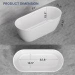 67" Acrylic Freestanding Soaking Bathtub, Modern Oval Acrylic Bath Tub with Pop-up Drain & Integrated Overflow for Soaking and Bathing, cUPC Certified, Glossy White Finish