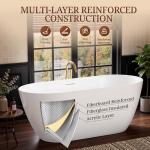 67" Acrylic Freestanding Bathtub, Deep Soaking Tub with Integrated Overflow and Drain, Oval Stand Alone Tub, Modern Bathtubs for Bathroom, cUPC Certified(Glossy White)