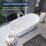 67 Inch Acrylic Freestanding Bathtub, Deep Soaking Tub with Non-Slip Base, CUPC Certified Free Standing Tub, Chrome Drain Bath Tub, Modern Tub for Bathrooms, White