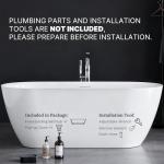 67" Acrylic Freestanding Soaking Bathtub, Modern Oval Acrylic Bath Tub with Pop-up Drain & Integrated Overflow for Soaking and Bathing, cUPC Certified, Glossy White Finish