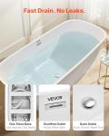 VEVOR Acrylic Freestanding Bathtub, 67 Inch Contemporary Soaking White Tub with Polished Chrome Overflow and Drain, Elegant Oval Shape Stand Alone Soaker Tub for Modern Bathroom or Remodel Projects