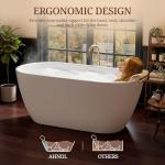 67" Acrylic Freestanding Bathtub, Deep Soaking Tub with Integrated Overflow and Drain, Oval Stand Alone Tub, Modern Bathtubs for Bathroom, cUPC Certified(Glossy White)