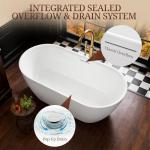 67" Acrylic Freestanding Bathtub, Deep Soaking Tub with Integrated Overflow and Drain, Oval Stand Alone Tub, Modern Bathtubs for Bathroom, cUPC Certified(Glossy White)