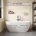 67" Freestanding Bathtub, Oval Deep Soaking Tub for Bathing, Modern Stand Alone Acrylic Bath Tub, with Integrated Overflow & Pop-Up Drain, cUPC Certified, Glossy White Finish