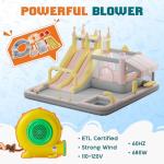 Albott Inflatable Bounce House, Water Slide with Jumping Area, Climbing Wall, Splash Pool and Water Gun, Indoor Outdoor Jumper for Big Children, Air Blower Included, Pastel Color, 184x173x94 Inch