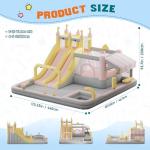 Albott Inflatable Bounce House, Water Slide with Jumping Area, Climbing Wall, Splash Pool and Water Gun, Indoor Outdoor Jumper for Big Children, Air Blower Included, Pastel Color, 184x173x94 Inch