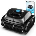 WYBOT Pool Vacuum for Inground Pools, 4-in-1 Cordless Robotic Pool Cleaner for Above Ground Pools, Triple-Motor up to 1,614 Sq.ft, Wall & Waterline Cleaning, WiFi & Bluetooth Connect (Grey Blue)