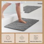GORILLA GRIP Bath Rug Mat, Thick Soft Absorbent Chenille, Quick Dry Microfiber Mats, Rubber Backing Washable Shower Floor Rugs, US Designed Bathroom Bathmat Home Decor Accessories, 24x17, Grey