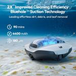 Bubot 300P Pool Vacuum, Cordless Robotic Pool Cleaner, Superior Suction, Smart Senor, DirtLock 2.0, 90-Min Runtime for Above-Ground Flat Pools up to 850 Sq.Ft.
