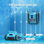 Cordless Pool Vacuum for Inground Pools: Robotic Pool Cleaner for Floor&Wall Climbing & Waterline Cleaning,APP Control 180W Suction Scrubbing 150 Mins Long Battery for Pools Up to 2,000 sq.ft