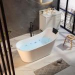 Empava 67-Inch Freestanding Jetted Bathtub with Pillow