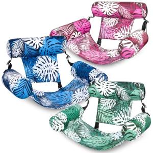 SLOOSH Pool Floats Chairs Adult, 3 Packs Inflatable Lounge Chairs,Blow up Pool Noodles Floats for Adults,Water Floating for Beach Party Summer Water Fun,Tropical Leaves