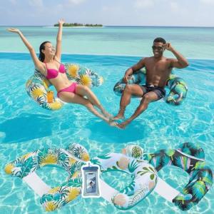 Auspicious Rain 3 Pack Inflatable Pool Floats for Adults with Cup Holders & Headrest - Heavy Duty PVC Lounge Chairs, Summer Pool Party Floats 2025