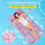 Inflatable Swimming Pool Floats Adult with Headrest, Pool Rafts Lounger with Cupholder for Pool Party, Summer Beach, Outdoor (Pink)
