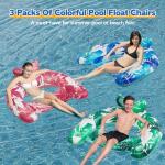 WOLKEK Pool Floats, 3 Pack Inflatable Float Chairs with Cupholders & Handles, Pool Floats Adult & Kids Perfect for Pool Lake & Rivers, Pool Toy Party, Relaxing Inflatable Chair for Swimming Pool